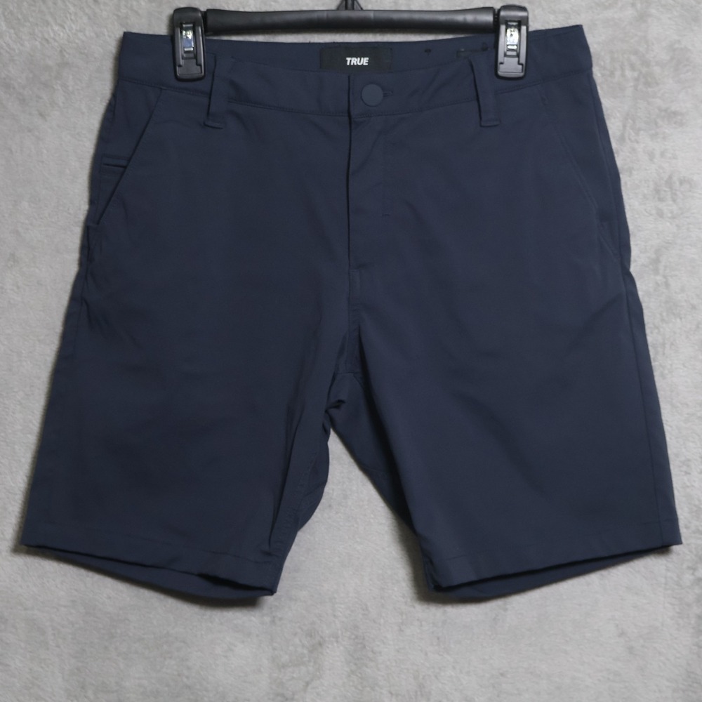TRUE Linkswear Shorts Mens 31 Navy Blue All Day 9 Inseam Chino Golf Performance